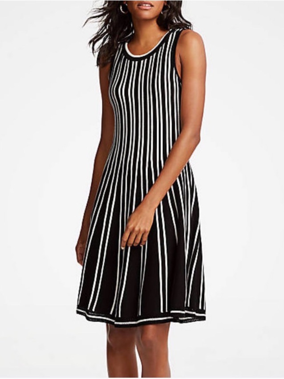 Anne Taylor stripped flare sweater dress